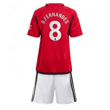 Manchester United Bruno Fernandes #8 Hemmatröja Barn 2023-24 Kortärmad (+ Korta byxor)